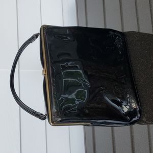 Vintage Black Patent Leather Pocketbook